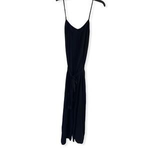 Mi Ami black button front spaghetti strap pants wide leg jumpsuit romper Med NWT